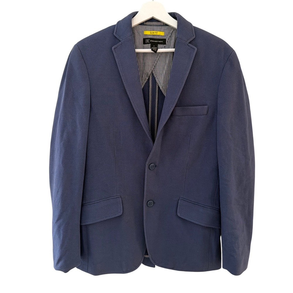 INC International Concepts Mens Blue Slim Fit Cotton Blazer Sport Coat Small